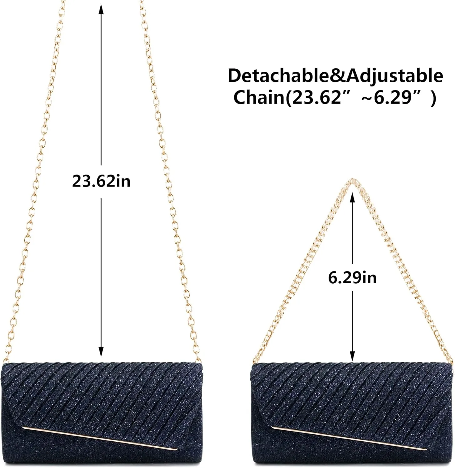 Naimo Flap Dazzling Small Clutch Bag Evening Bag With Detachable Chain