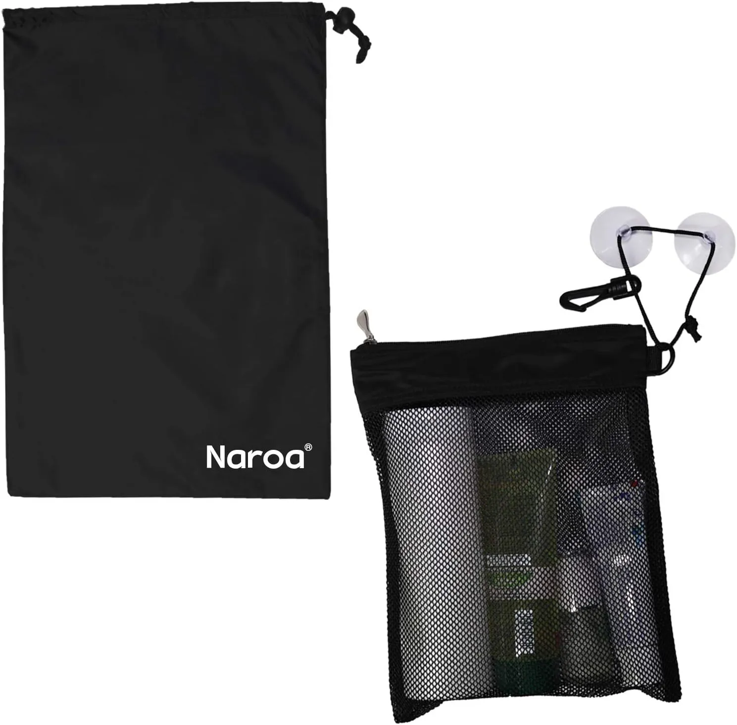Naroa Waterproof Multifunctional Toiletry Shower Bag for Gym, Travel, Business and Foldable Portable Hanging Bathroom Mesh Caddy with Wet & Dry Storage Suction Hook Tote for Men Women