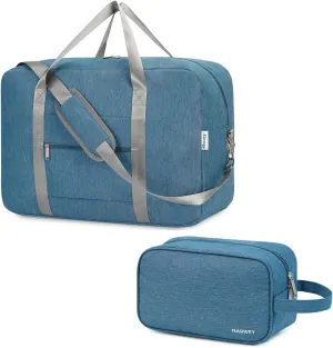 Narwey Foldable Carry on Bag with Toiletry Bag for Men and Women