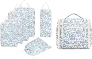 Narwey Hanging Travel Toiletry Bag with 6 Set Compression Packing Cubes