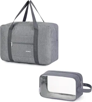 Narwey Personal Item Bag Travel Duffel Bag with Clear Travel Makeup Bag
