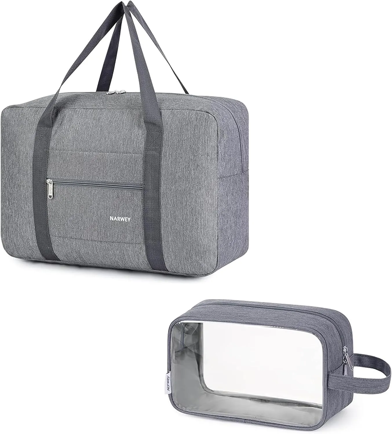 Narwey Personal Item Bag Travel Duffel Bag with Clear Travel Makeup Bag