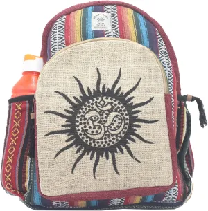 Nepali Handmade Backpack - Pure Hemp Hippie Bookbag for School, Day Hiking & Travel - Lightweight, Multi-Pocket, 3 Compartments for Books, Purse, Wallet, Everyday Accessories - Crafts from Nepal