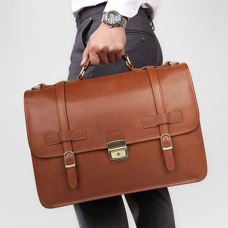 New British Style Briefcase Leather Business Bag