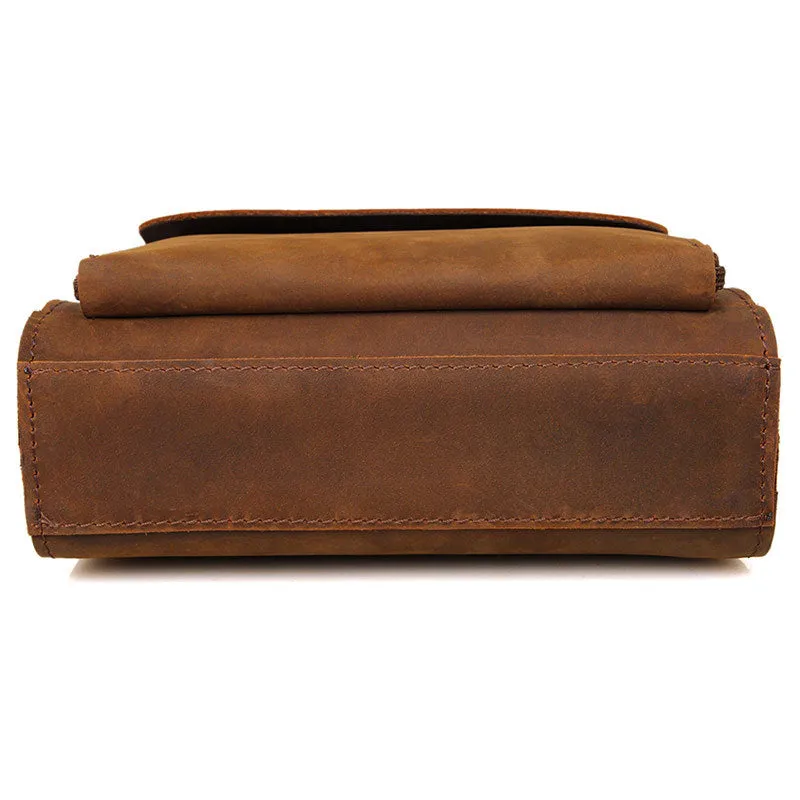 New Fashion Messenger Bags Vintage Leather Bags For Men Crazy Horse Leather Messenger Crossbody Side Shoulder Bag