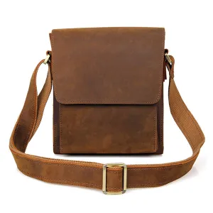 New Fashion Messenger Bags Vintage Leather Bags For Men Crazy Horse Leather Messenger Crossbody Side Shoulder Bag
