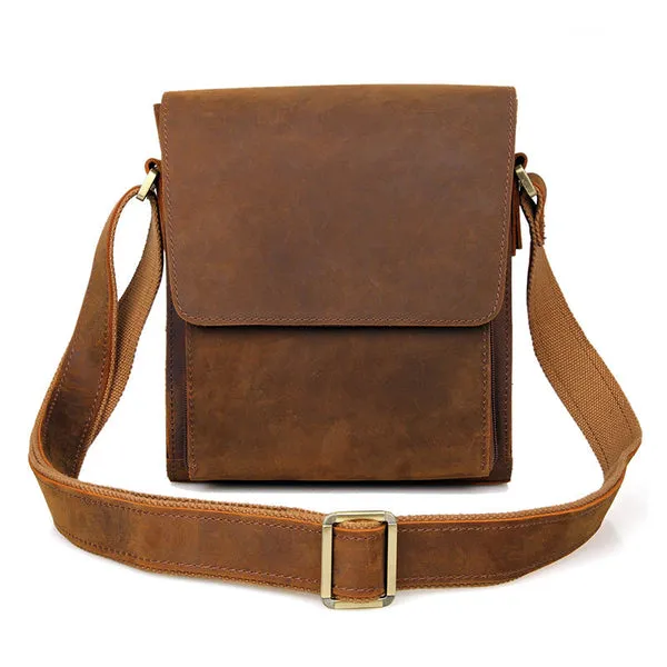 New Fashion Messenger Bags Vintage Leather Bags For Men Crazy Horse Leather Messenger Crossbody Side Shoulder Bag