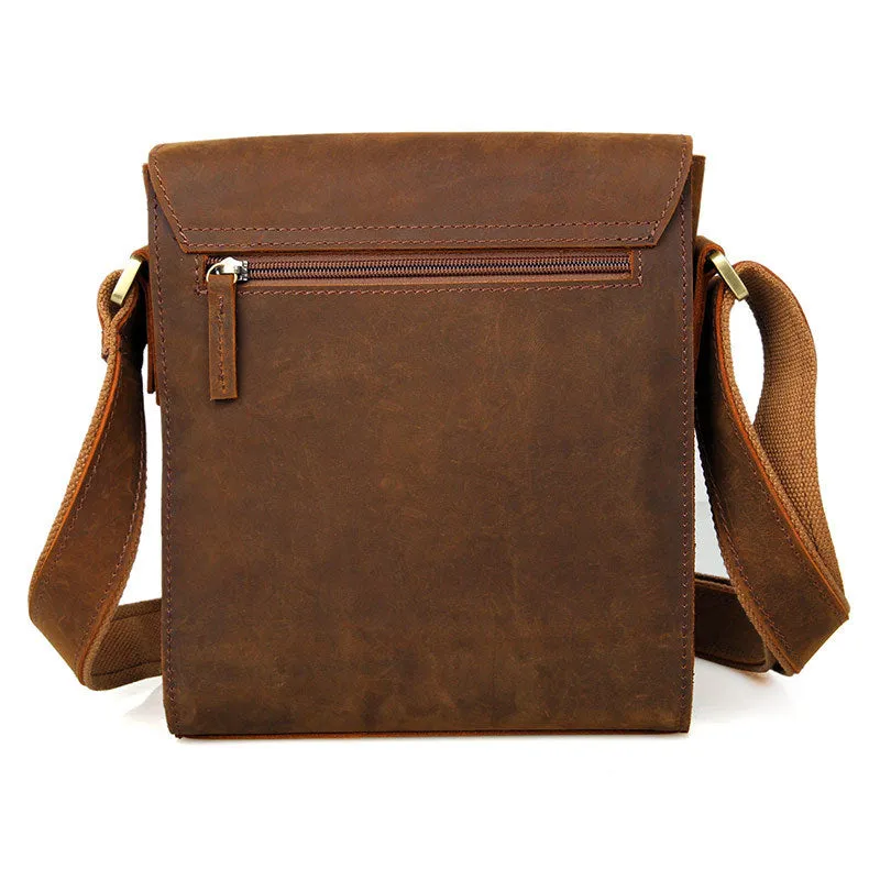 New Fashion Messenger Bags Vintage Leather Bags For Men Crazy Horse Leather Messenger Crossbody Side Shoulder Bag