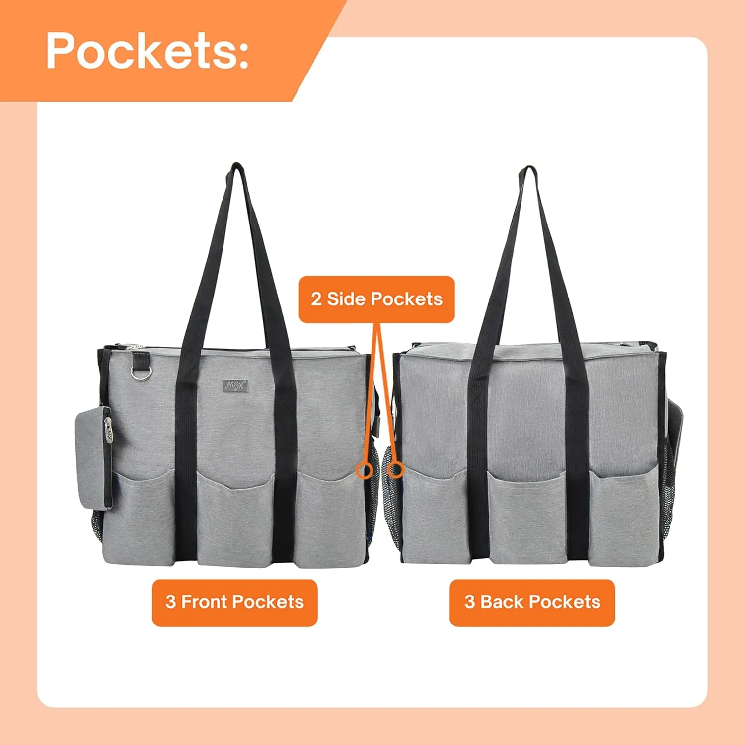 NGIL Utility Canvas Multi Pocket Tote Bag with Coin Purse, Work Bags for Women with Multiple Pockets Exterior & Interior
