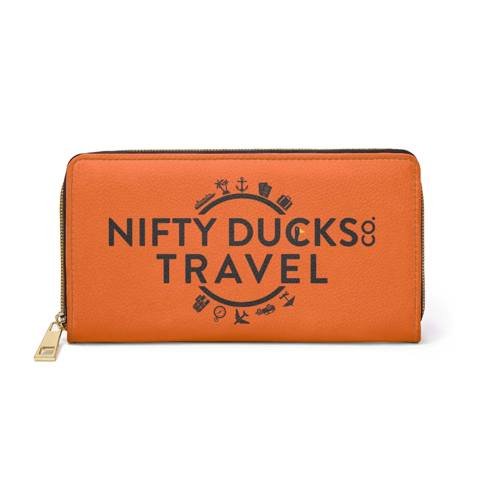 Nifty Ducks Travel Logo Zipper Wallet - Travel Accessories - Orange