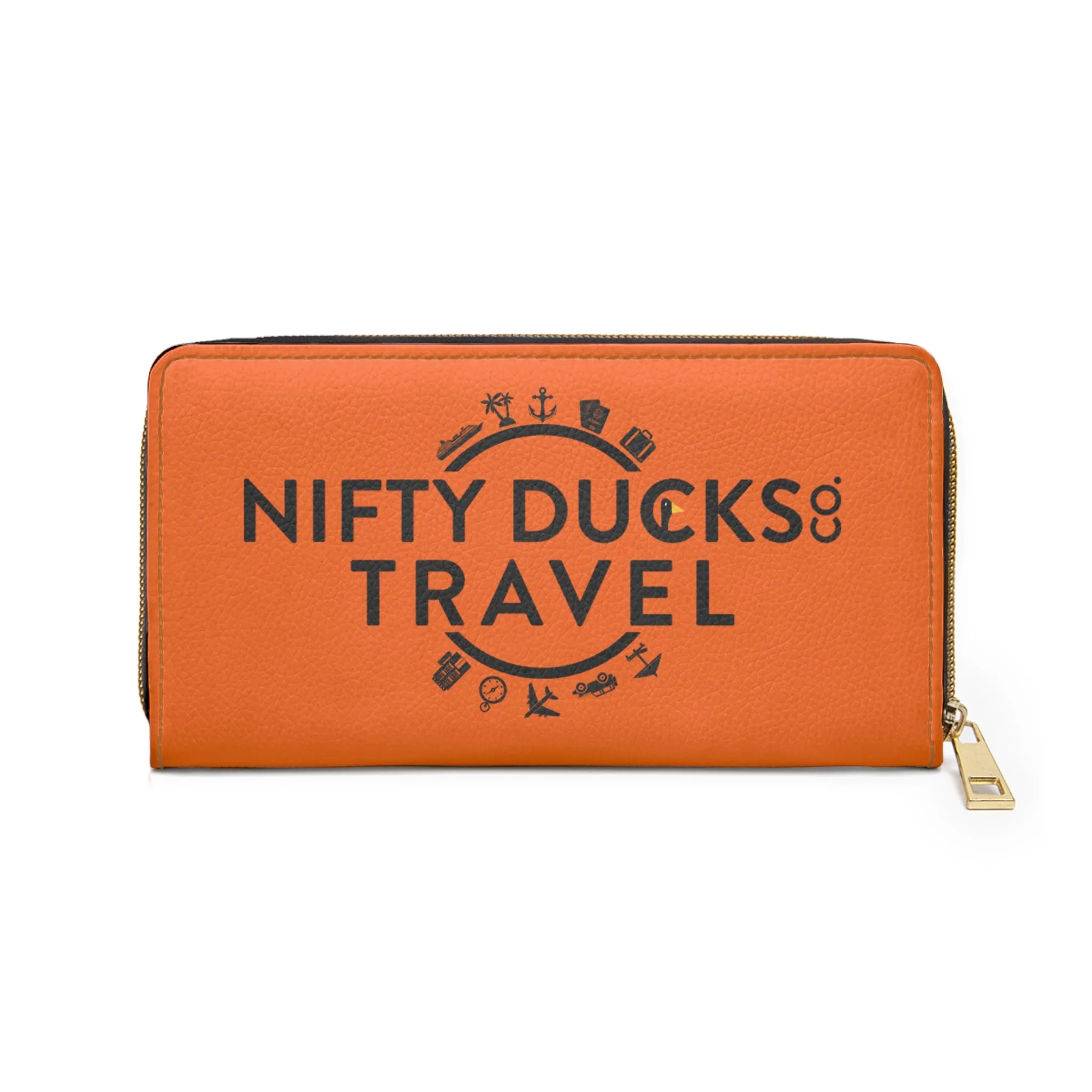 Nifty Ducks Travel Logo Zipper Wallet - Travel Accessories - Orange