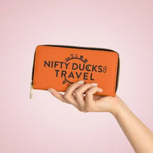 Nifty Ducks Travel Logo Zipper Wallet - Travel Accessories - Orange
