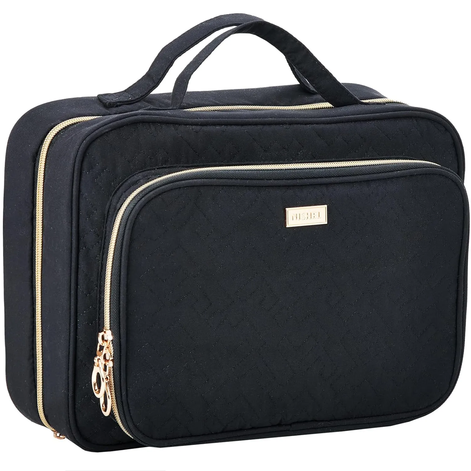 NISHEL Hanging Travel Toiletry Bag, Visible Makeup Organizer, Cosmetic Case for Journey Accessories, Bathroom Shower, Black