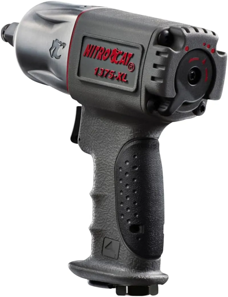 NitroCat - 1375XL 1375-XL 1/2-Inch Mini Composite Air Impact Wrench with Twin Clutch Mechanism, multi, one size