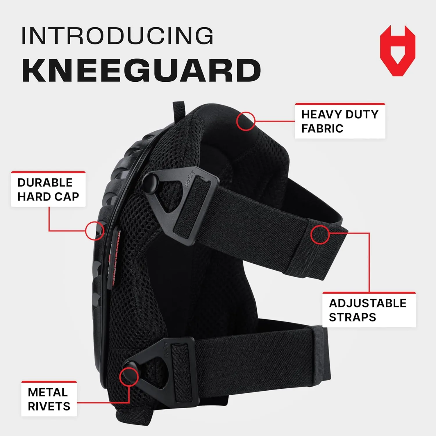 NoCry Professional Gel Knee Pads for Work with Soft Foam and Gel Cushion — Heavy Duty Cap, Reinforced Adjustable Straps, Military-Grade Rivets and Built-in Hang Loops — Perfect for Construction