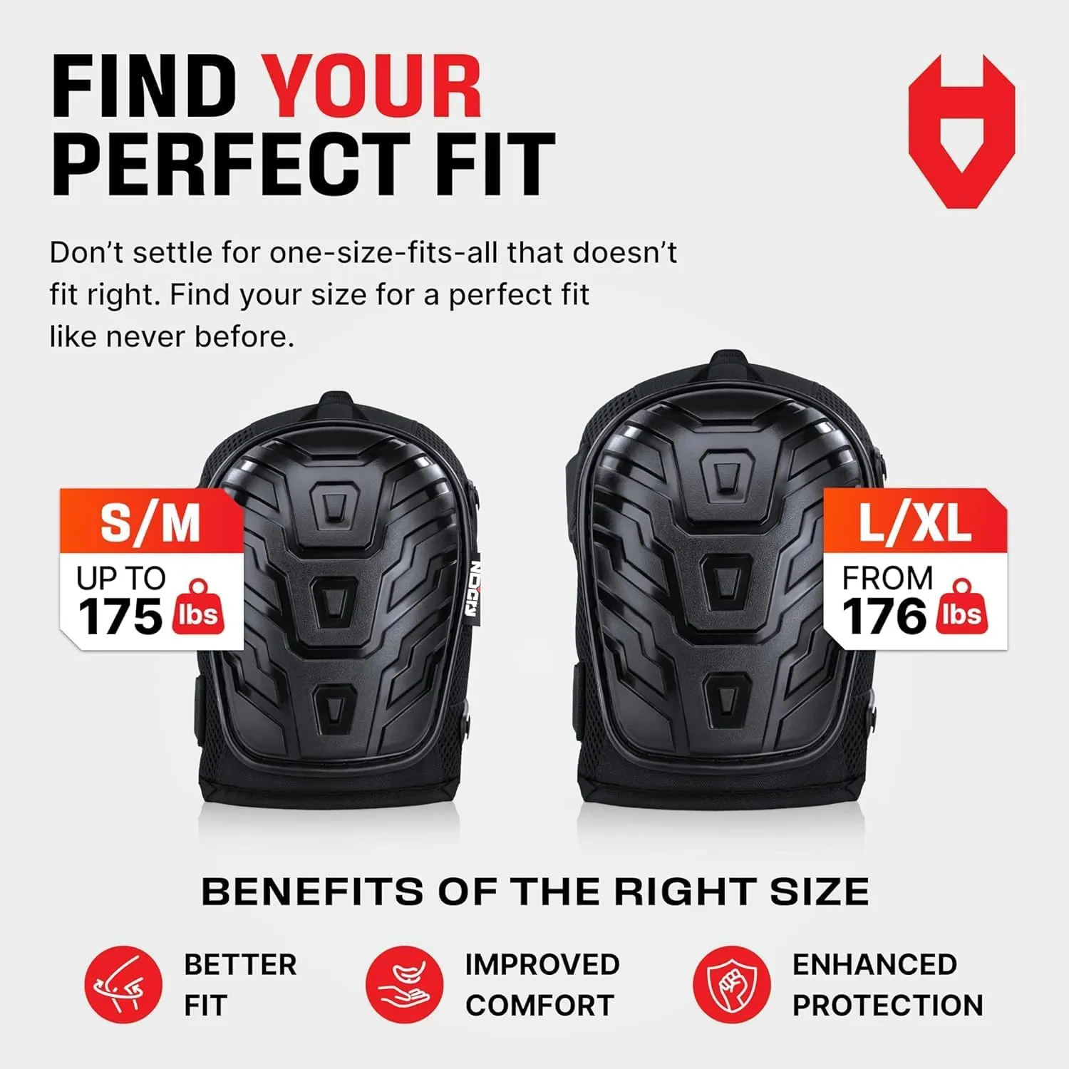 NoCry Professional Gel Knee Pads for Work with Soft Foam and Gel Cushion — Heavy Duty Cap, Reinforced Adjustable Straps, Military-Grade Rivets and Built-in Hang Loops — Perfect for Construction
