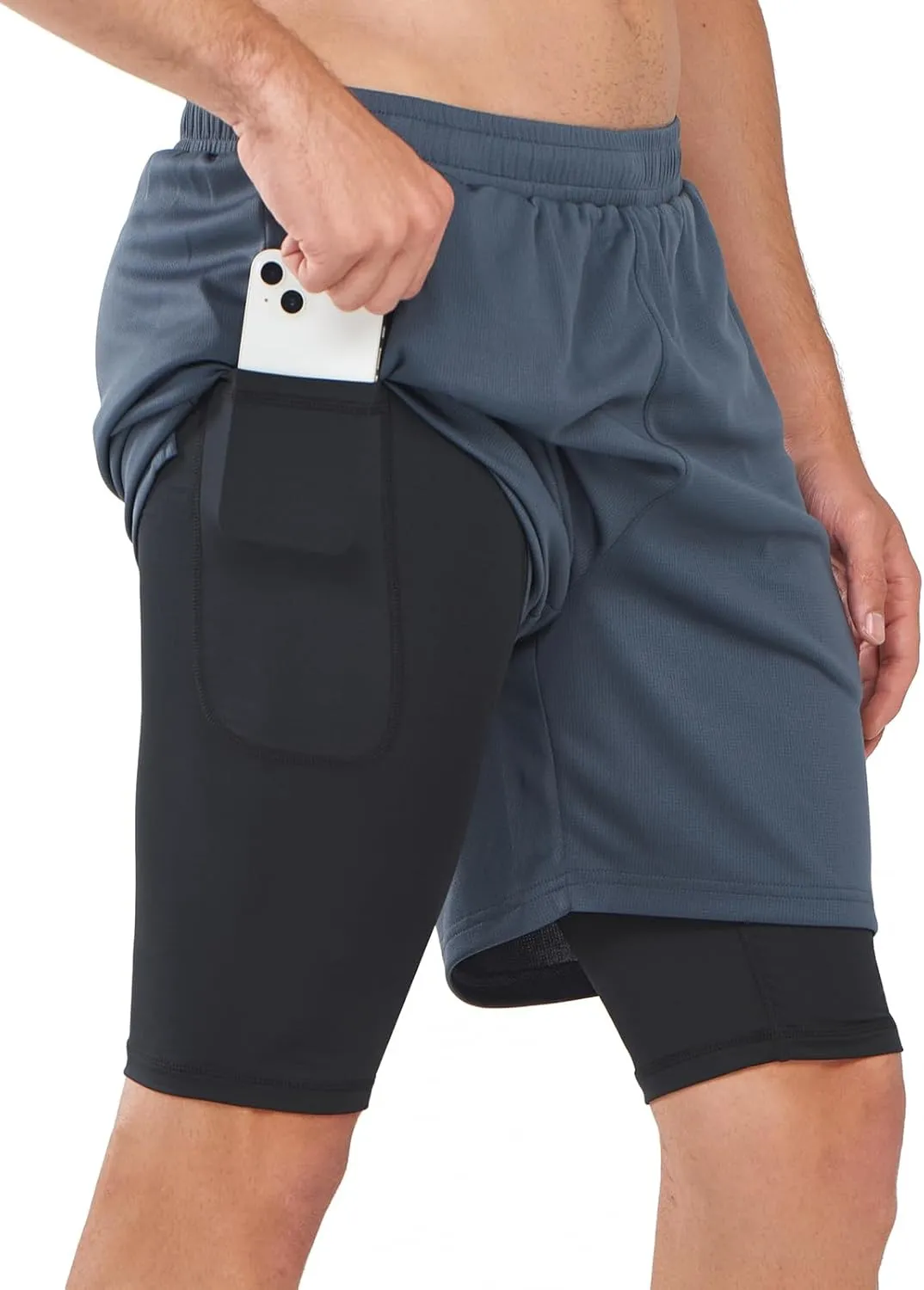 NORTHYARD Men's 2 in 1 Running Shorts Workout Gym Athletic Shorts with Liner Active Training Shorts with Zipper Pockets