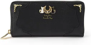 Oakamy 20th Anniversary Bag Purse Wallet Anime Cat Zipper Leather Credit Card Phone Wallet for Women Girls (Black)