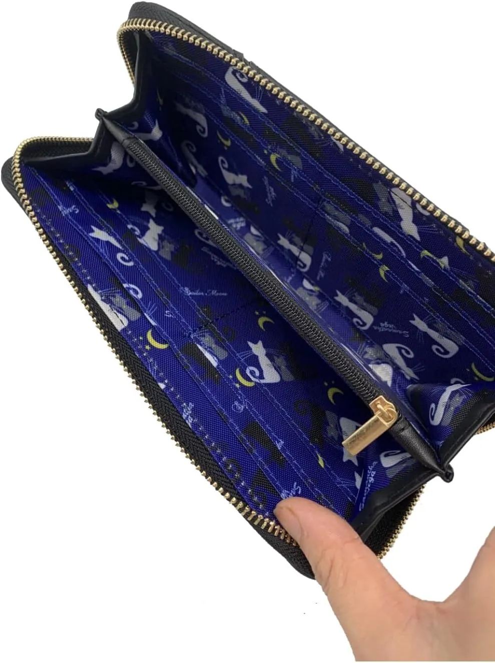 Oakamy 20th Anniversary Bag Purse Wallet Anime Cat Zipper Leather Credit Card Phone Wallet for Women Girls (Black)