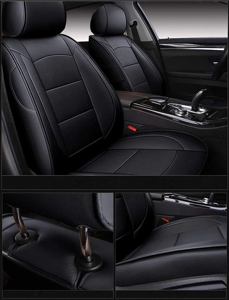 OASIS AUTO Custom Fit Seat Covers for 2014-2025 Forester, Waterproof Faux Leather Full Set Interior Protector, Forester Car Accessories (2019-2025 Forester, Black)