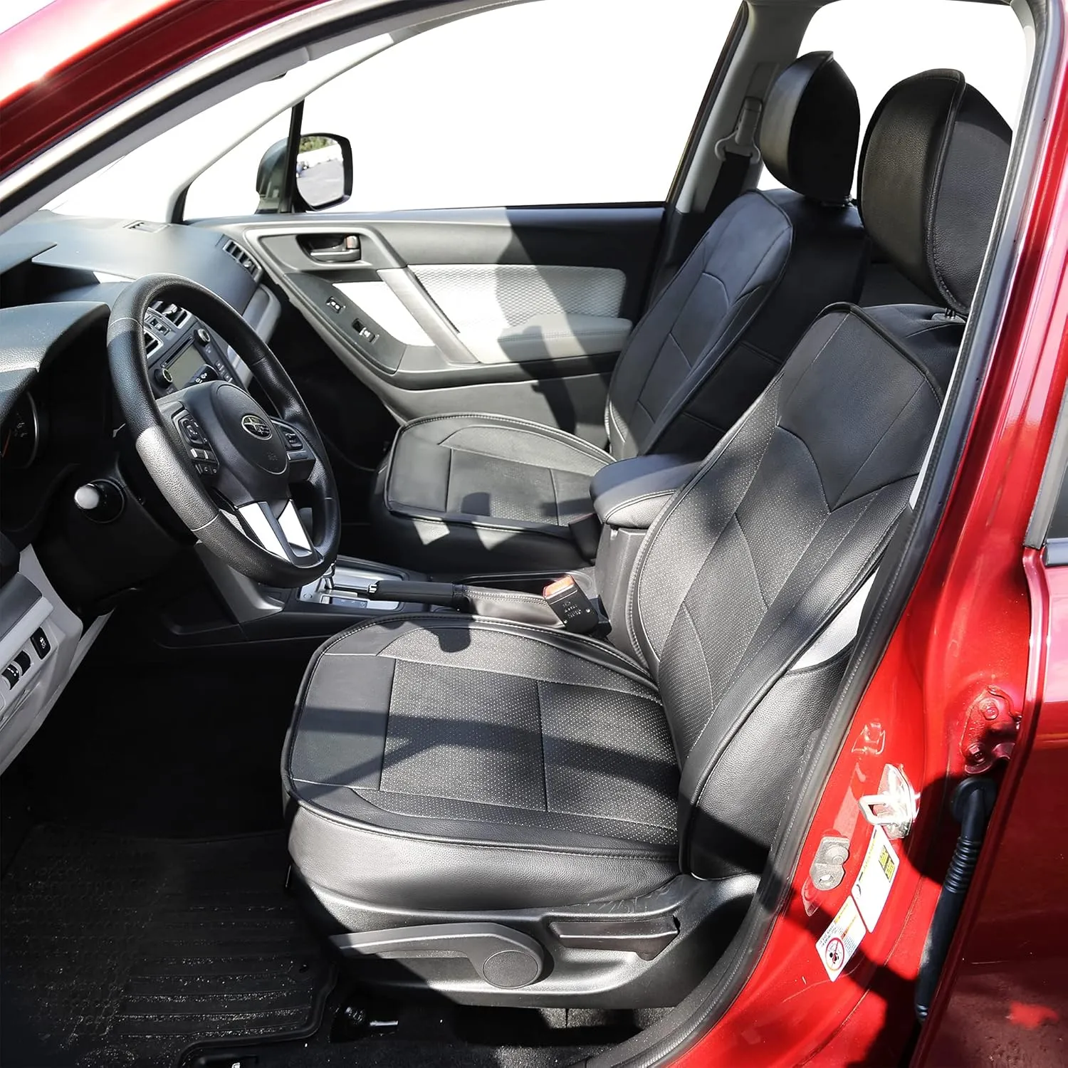 OASIS AUTO Custom Fit Seat Covers for 2014-2025 Forester, Waterproof Faux Leather Full Set Interior Protector, Forester Car Accessories (2019-2025 Forester, Black)