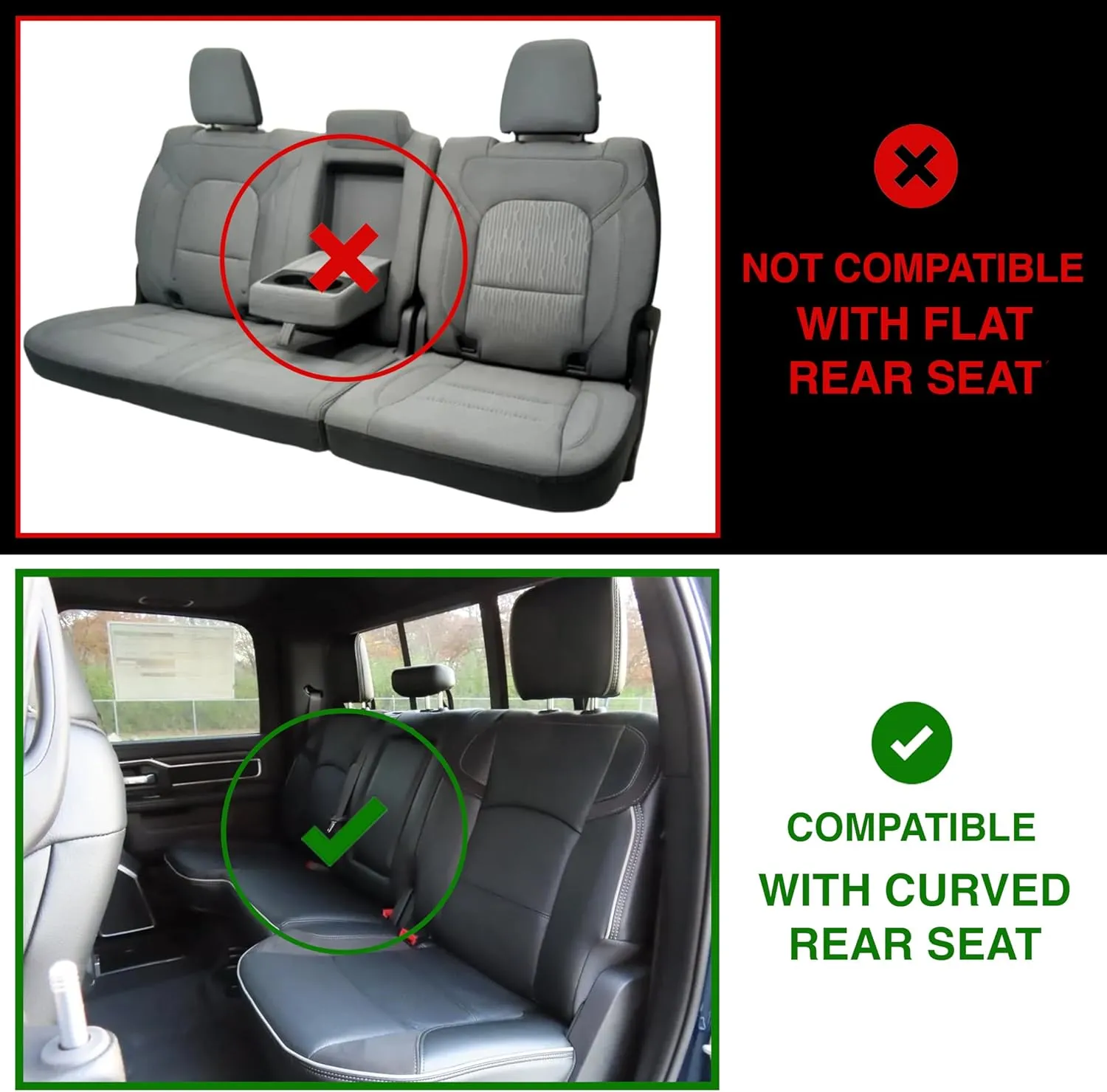 OASIS AUTO Custom Fit Seat Covers for 2019-2025 Ram 1500 with Curved Rear Seat, Waterproof Faux Leather Seat Protector (Full Set, Black)