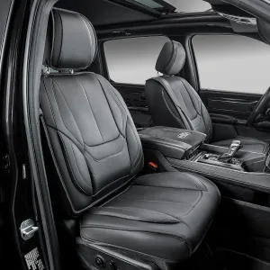 OASIS AUTO Custom Fit Seat Covers for 2019-2025 Ram 1500 with Curved Rear Seat, Waterproof Faux Leather Seat Protector (Full Set, Black)