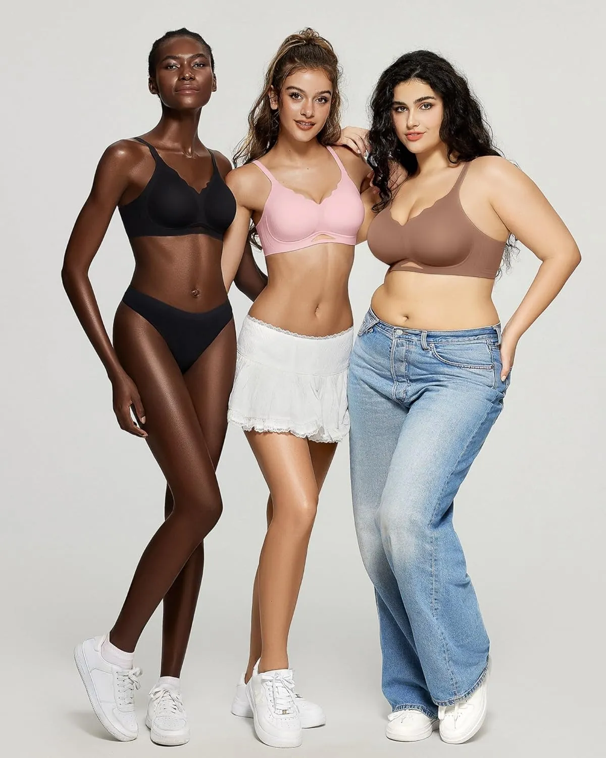 OEAK Womens Wireless Bras Scalloped Push Up Bralettes No Underwire Supportive Tshirt Bra Seamless Comfortable Everyday Bras
