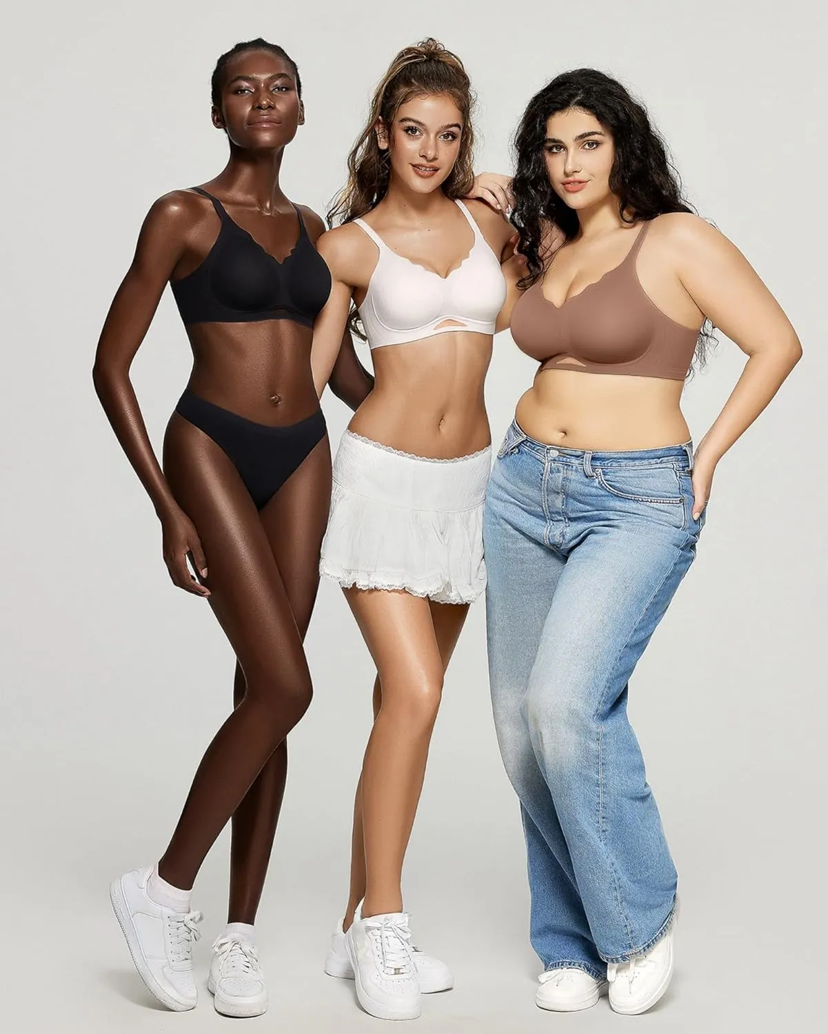 OEAK Womens Wireless Bras Scalloped Push Up Bralettes No Underwire Supportive Tshirt Bra Seamless Comfortable Everyday Bras