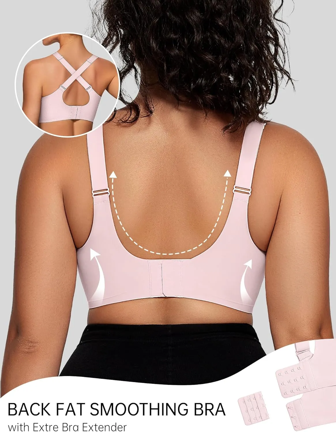OEAK Womens Wireless Bras V Mesh Comfortable Bralette Supportive Tshirt Bra No Underwire Seamless Push Up Everyday Bras