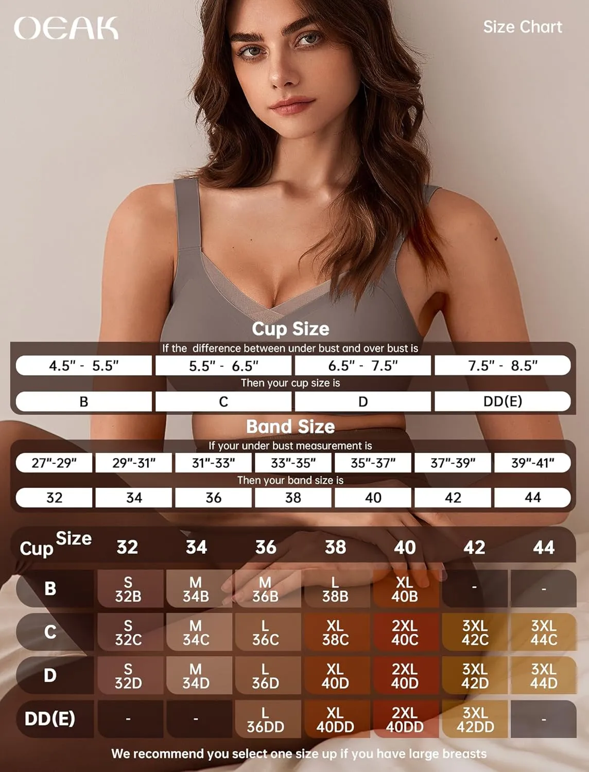 OEAK Womens Wireless Bras V Mesh Comfortable Bralette Supportive Tshirt Bra No Underwire Seamless Push Up Everyday Bras