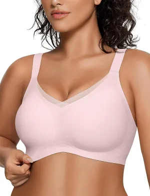 OEAK Womens Wireless Bras V Mesh Comfortable Bralette Supportive Tshirt Bra No Underwire Seamless Push Up Everyday Bras