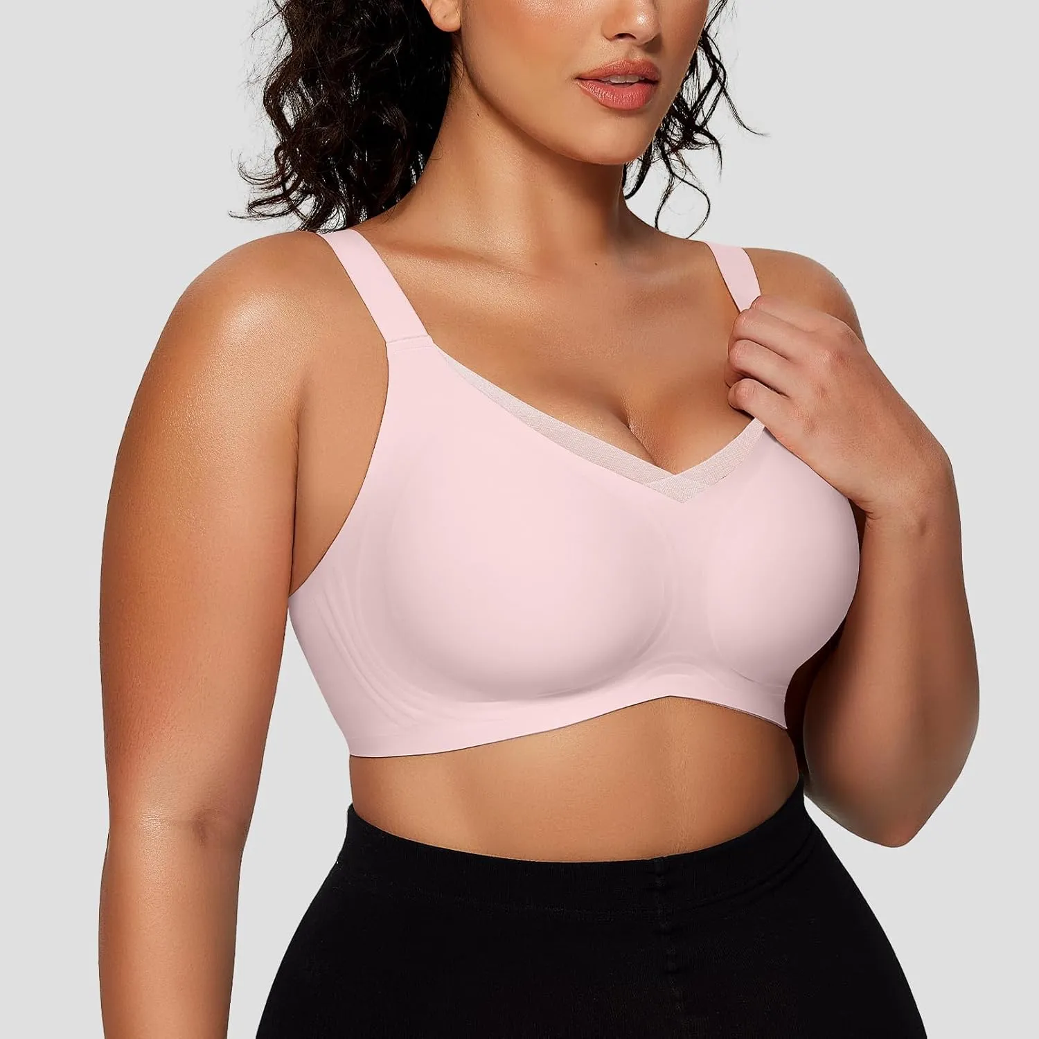 OEAK Womens Wireless Bras V Mesh Comfortable Bralette Supportive Tshirt Bra No Underwire Seamless Push Up Everyday Bras
