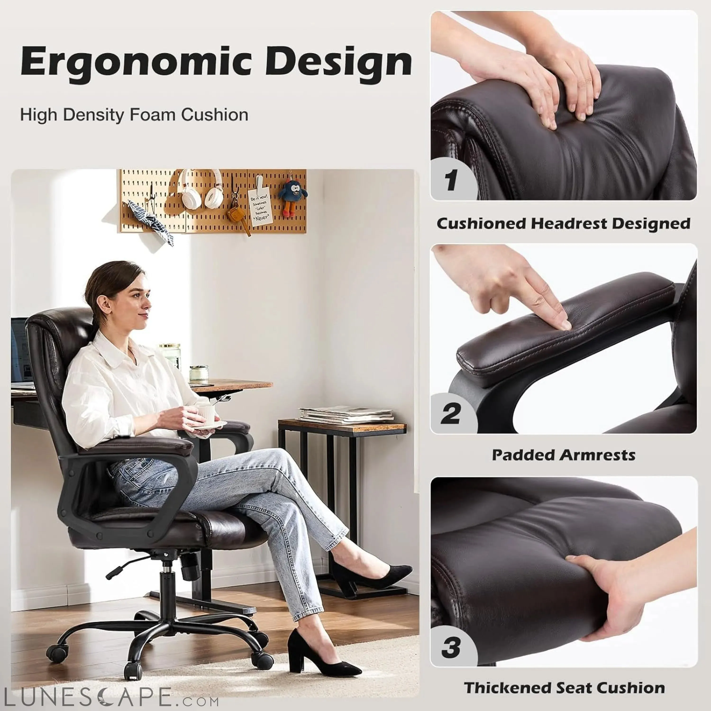 Office Desk Chairs with Arms Executive High Back Big and Tall Leather