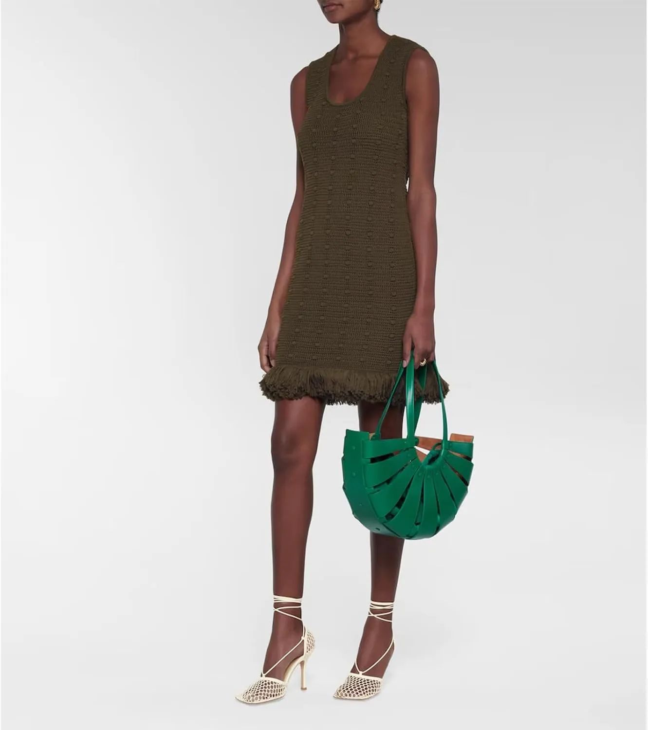 Olomisa Mesh Heels for Women - Wrap-up Heels with Square Toe & Strappy Fishnet Design