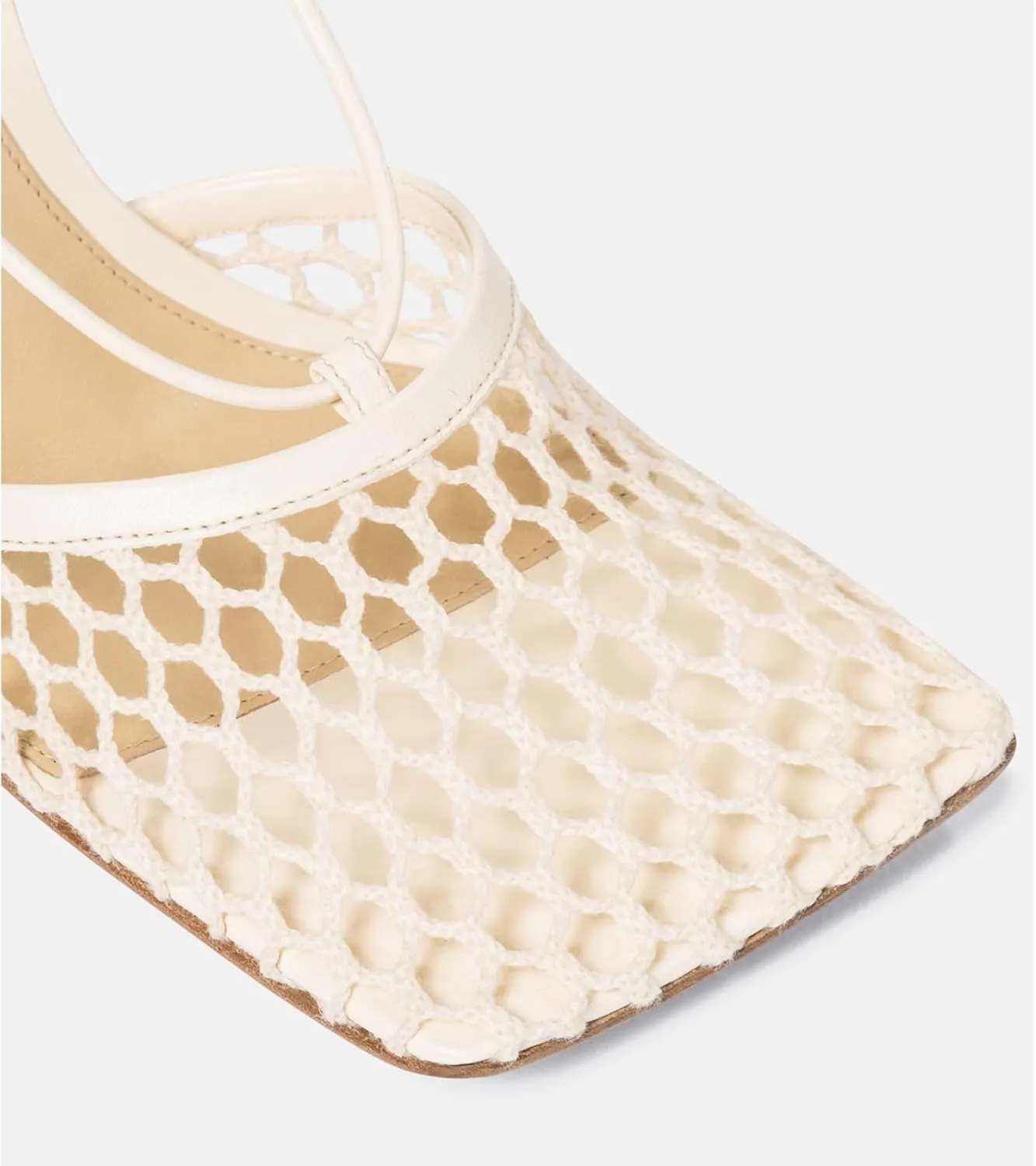 Olomisa Mesh Heels for Women - Wrap-up Heels with Square Toe & Strappy Fishnet Design