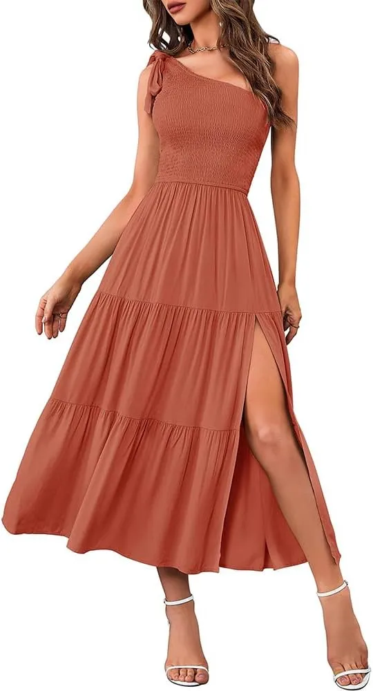 one Shoulder Bridesmaid Dresses Spring Prom Dresses for Women 2024 with Side Split