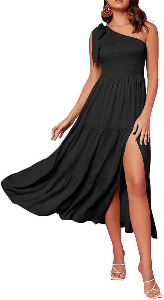 one Shoulder Bridesmaid Dresses Spring Prom Dresses for Women 2024 with Side Split