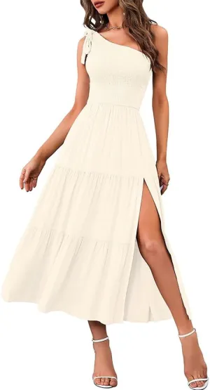 one Shoulder Bridesmaid Dresses Spring Prom Dresses for Women 2024 with Side Split
