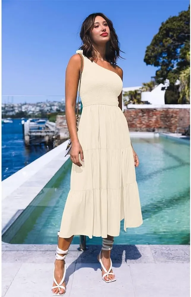 one Shoulder Bridesmaid Dresses Spring Prom Dresses for Women 2024 with Side Split