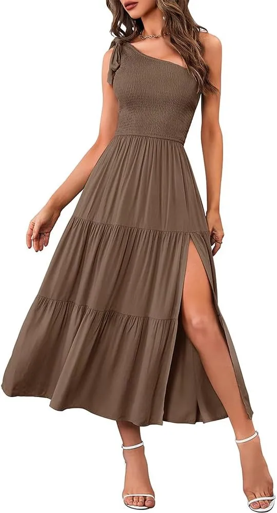 one Shoulder Bridesmaid Dresses Spring Prom Dresses for Women 2024 with Side Split