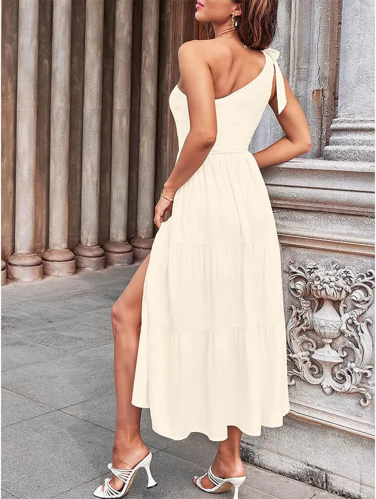 one Shoulder Bridesmaid Dresses Spring Prom Dresses for Women 2024 with Side Split