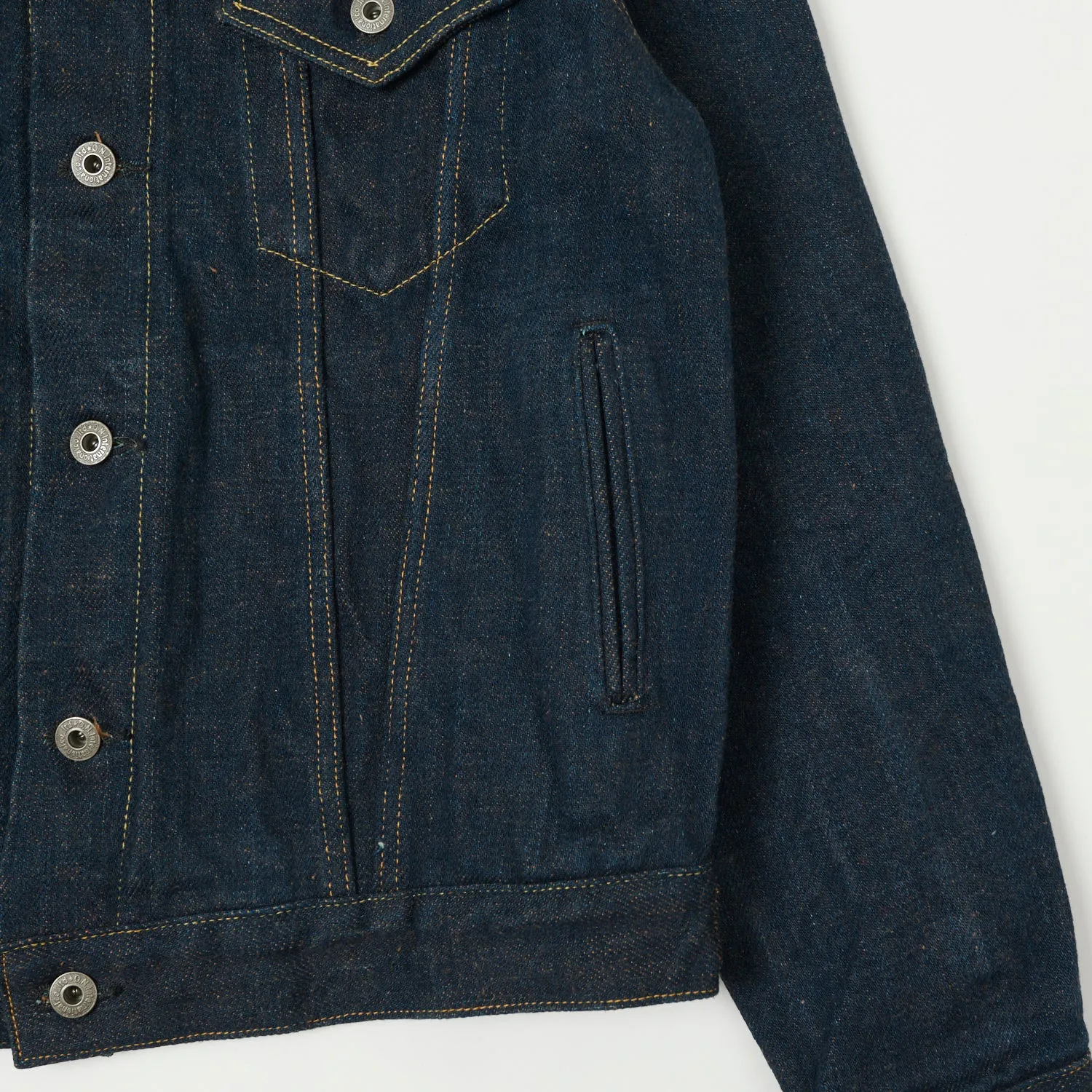 ONI 02527P-KAKBR 'Secret Denim Kikishibu Brown' Type III Pocket Denim Jacket - Rinsed