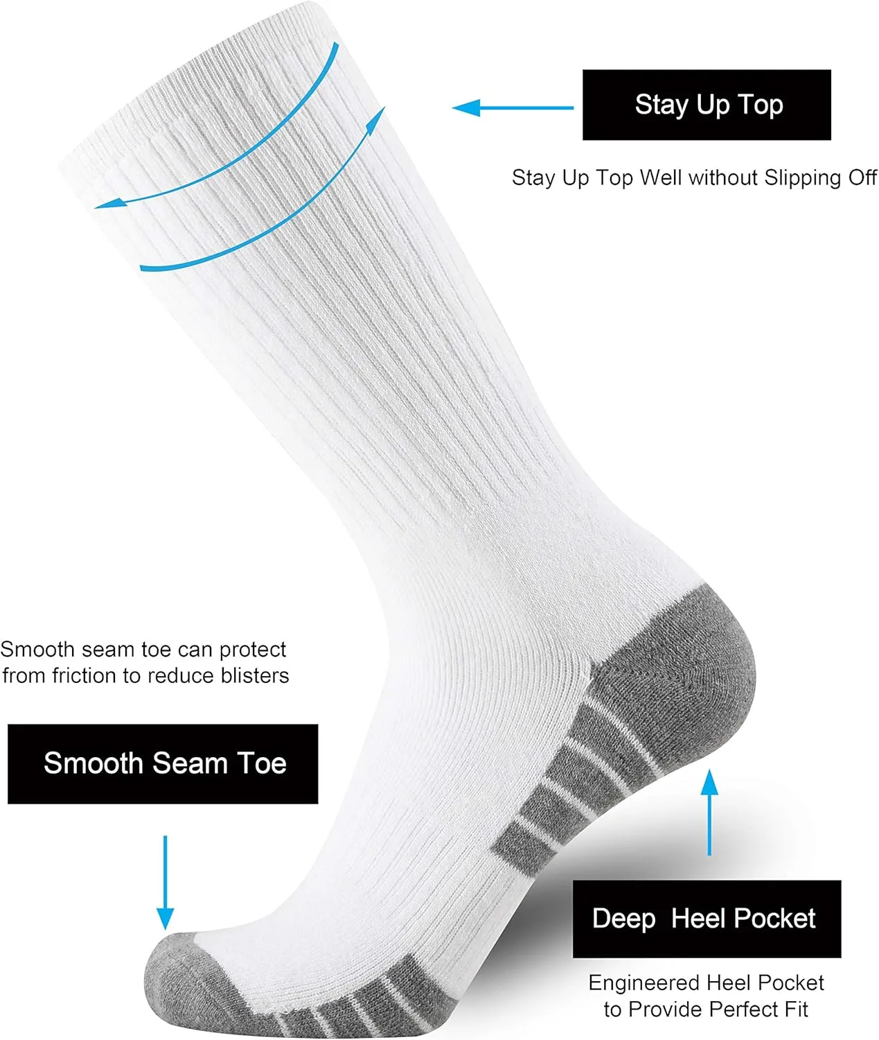 ONKE Cotton Full Cushion Crew Socks for Men Women Athletic Thick Warm Heavy Duty Steel Toe Work Boot Moisture Wicking Control