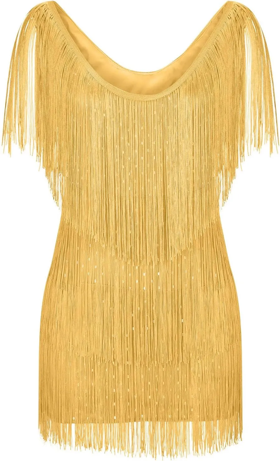 Oplxuo Cocktail Dresses for Women Sexy Deep V-Neck All-Over Fringe Spaghetti Straps Dress Sequins Feather Prom Party Dress