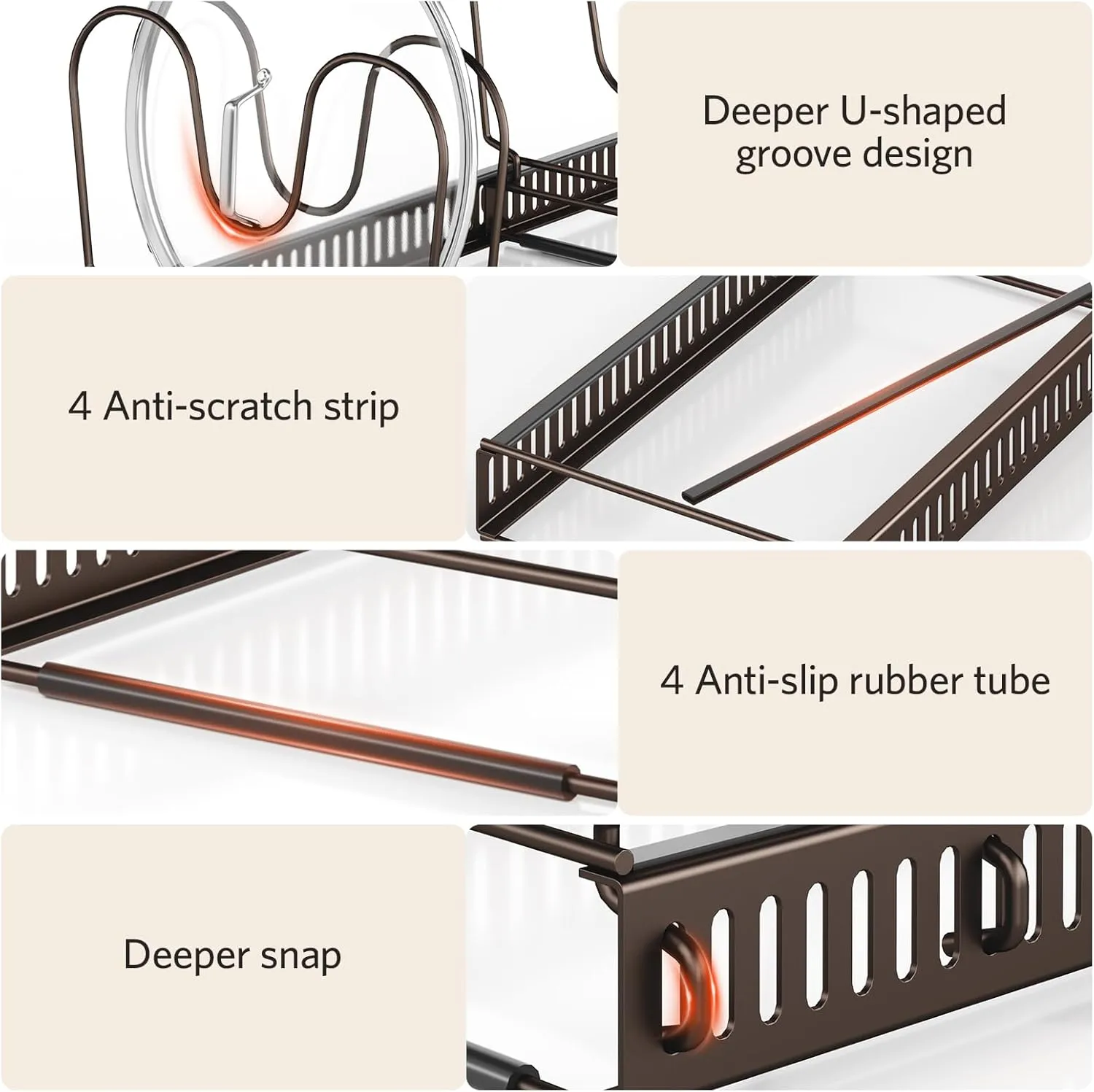 ORDORA Pots and Pans Organizer: Under Cabinet, 12 Adjustable Dividers, 11.8''-22.8'' Extendable,Pan Organizers inside Cabinet for Kitchen Storage-Bronze