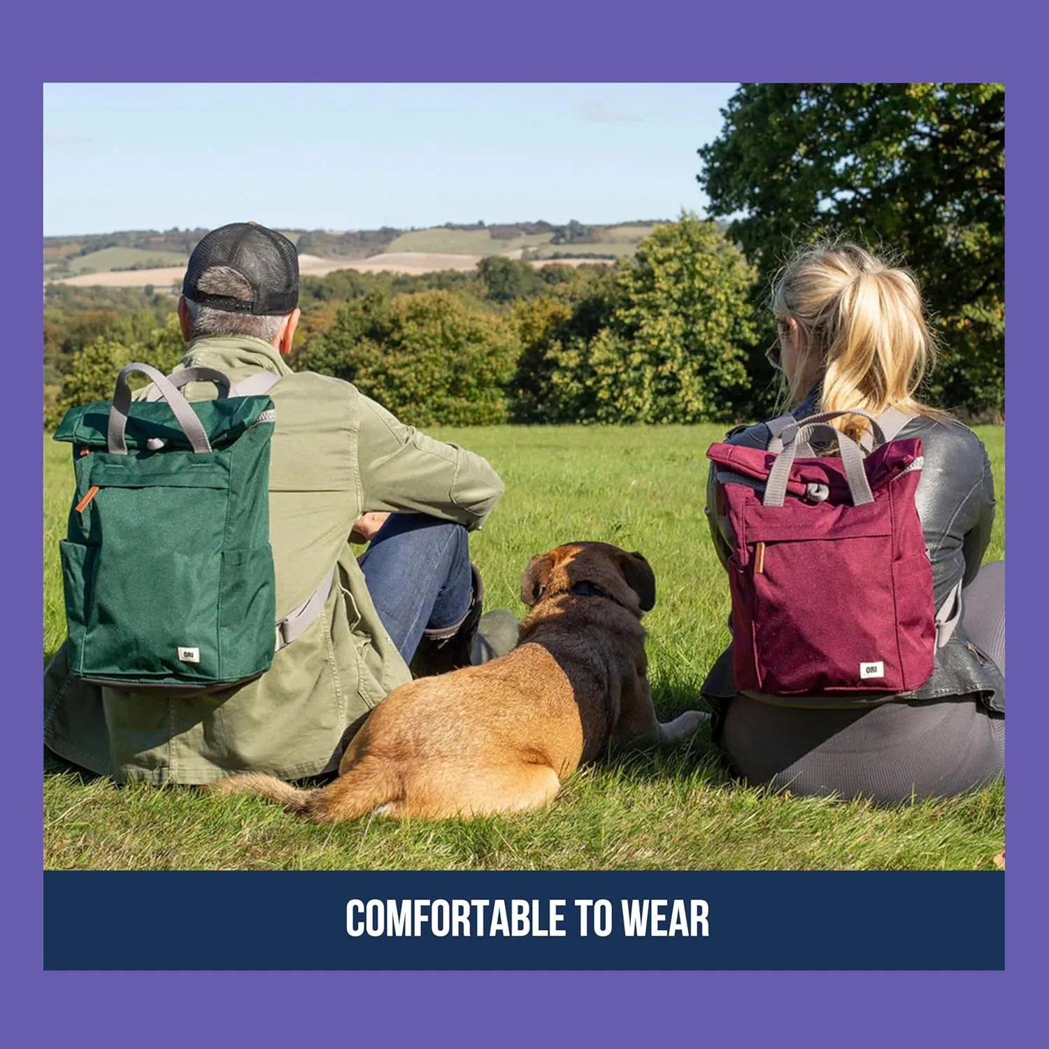 ORI LONDON Rolltop Backpack - Small Travel Backpack with Lots of Pockets for Men & Women - The Finchley, Moss