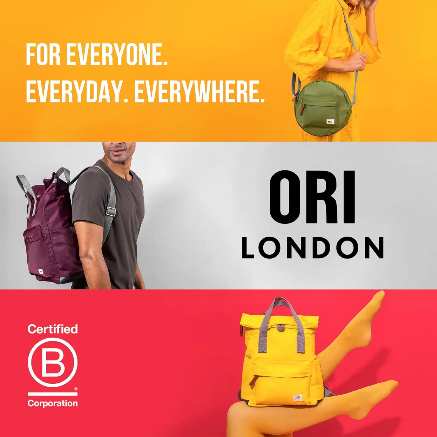 ORI LONDON Rolltop Backpack - Small Travel Backpack with Lots of Pockets for Men & Women - The Finchley, Moss
