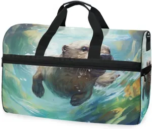 Otter 1 Travel Duffel Bag Luggage Sports Gym Bags With Shoes Compartment Large Capacity Lightweight Duffle Bag For Men Women