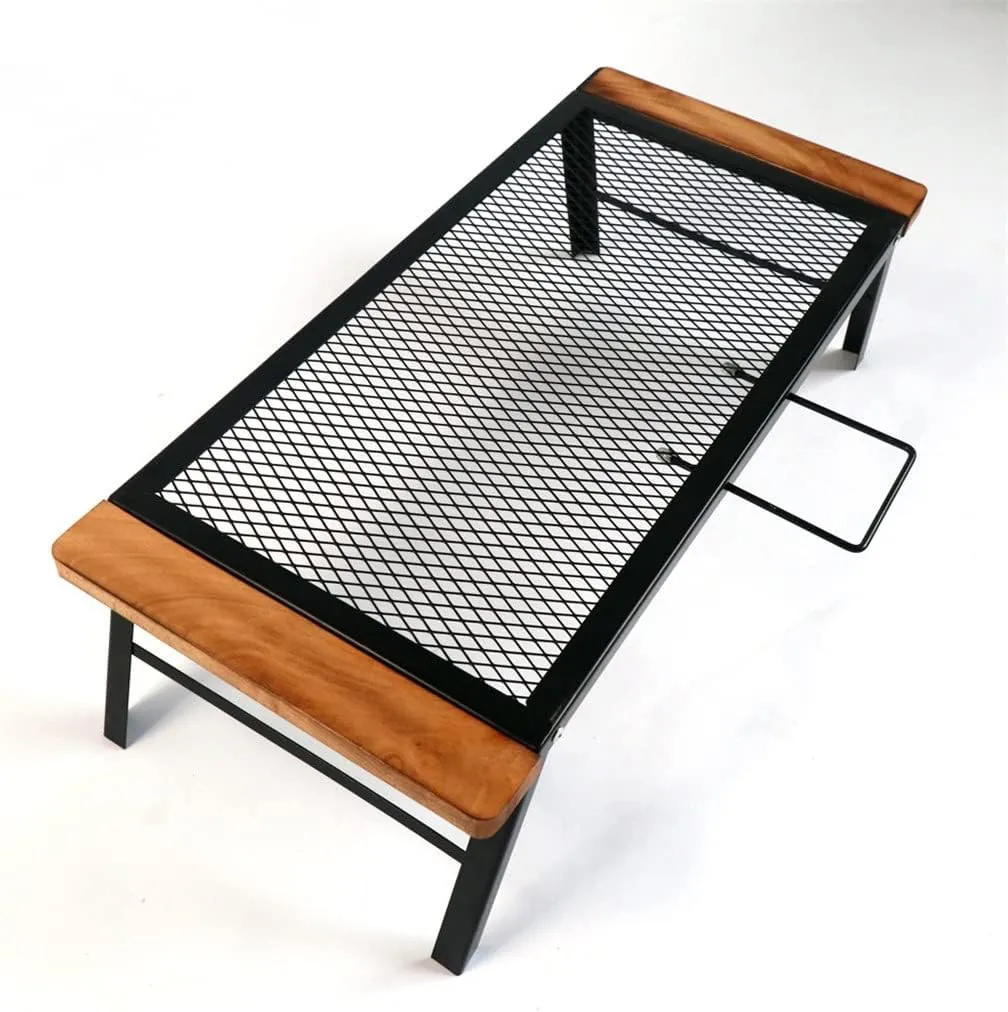 Outdoor Folding Barbecue Table Iron Net Table Anti-scalding Design for Camping Hiking Beach Backyards Party Table
